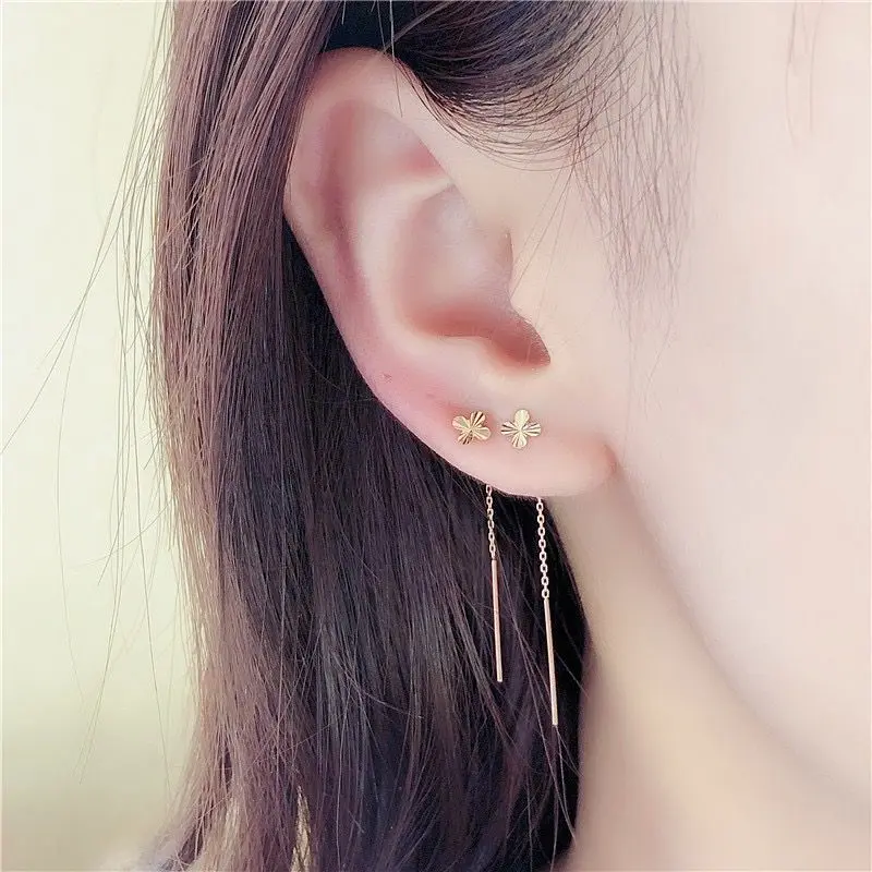Anting cantik Fashion Model panjang Titanium Wanita gold