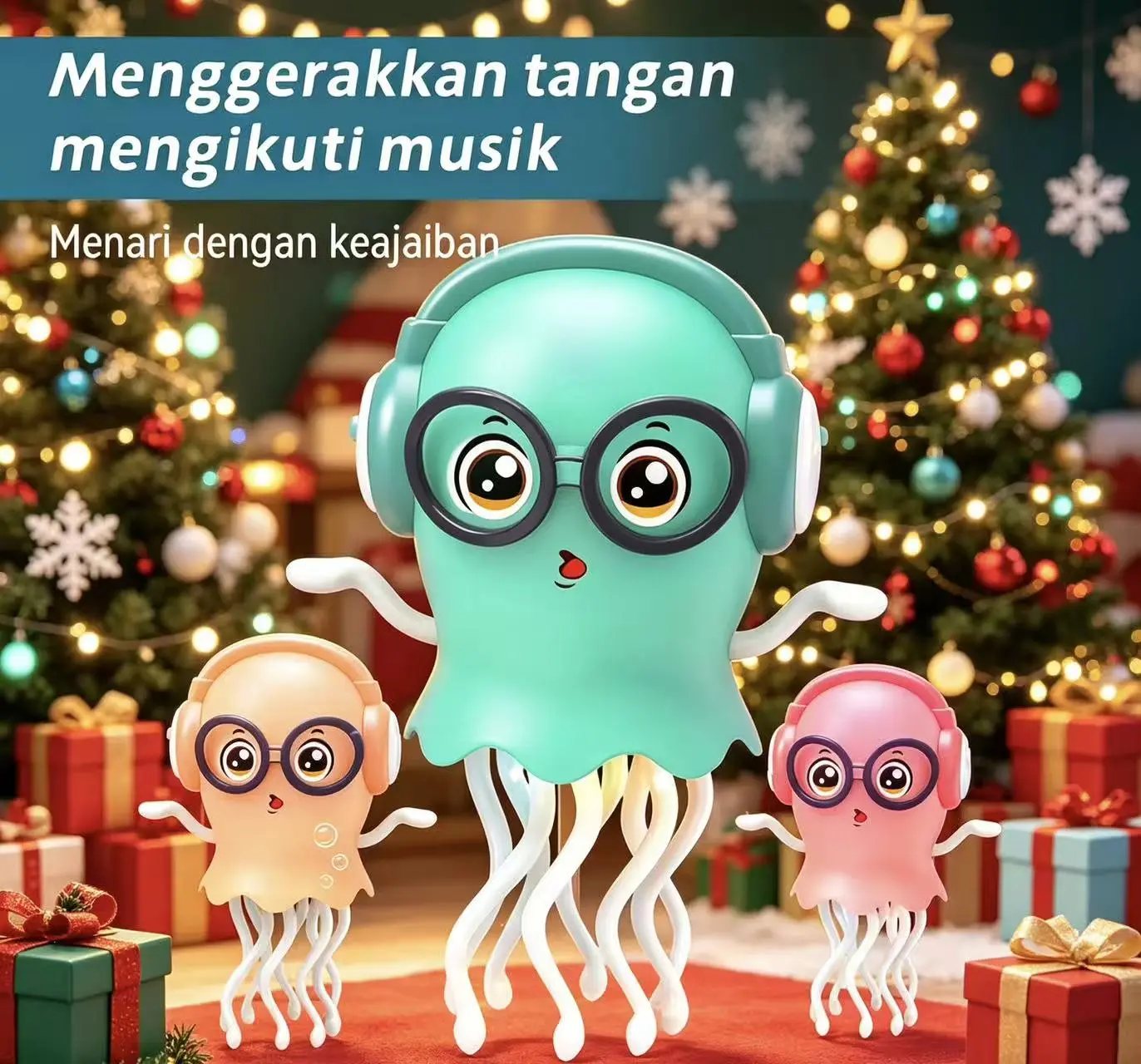 Mainan Menari Ubur-Ubur Gurita 2026 Baru, Mainan Elektrik Interaktif dengan Lampu Berwarna, Mainan Edukasi Anak 3+, Bahan Aman Berkualitas, Tidak Mudah Patah, Cocok Sebagai Hadiah Anak