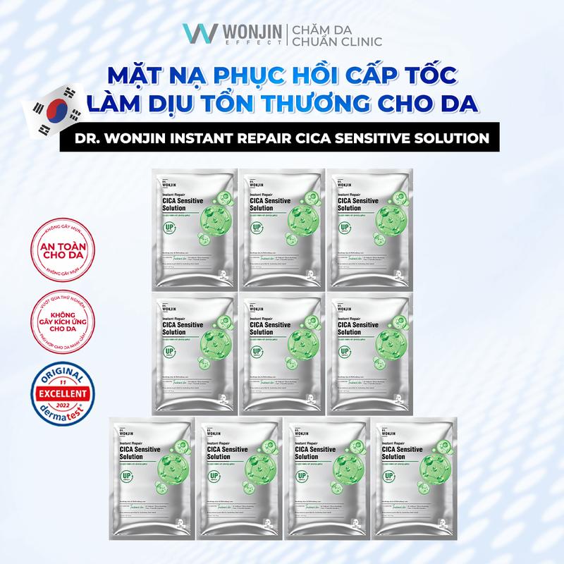 Combo 10 Mặt nạ phục hồi cấp tốc làm dịu tổn thương cho da DR. WONJIN INSTANT REPAIR CICA SENSITIVE SOLUTION 30g x10  B3   IN  