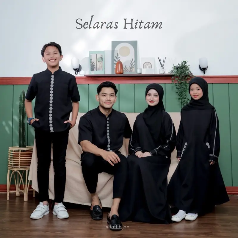 DAFF HIJAB | Selaras Sarimbit Series 1 | Couple Family Set | Sarimbit Lebaran Baju Crinkle 3