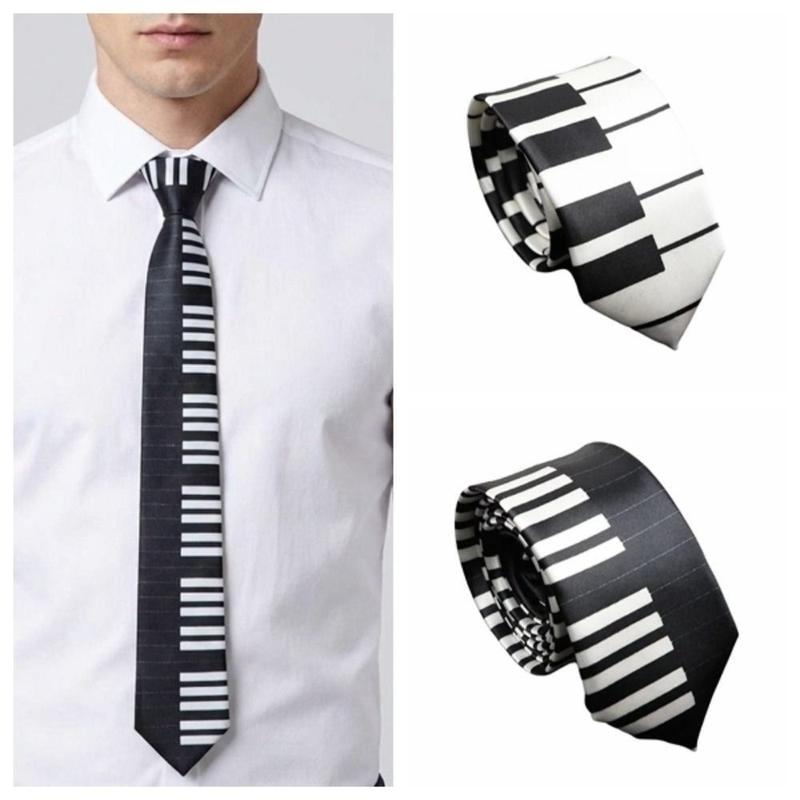 Thời trang Polyester Cà vạt mảnh Phong cách Hàn Quốc In ấn nhạc piano Cà vạt…