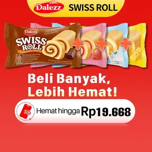 [Bundle Mix Rasa 28/56 PCS] Dalezz Swiss Roll Aneka Rasa Cokelat Keju Stroberi Susu Cake Gulung Lembut Halal 4 Varian Rasa 18g Per Pack