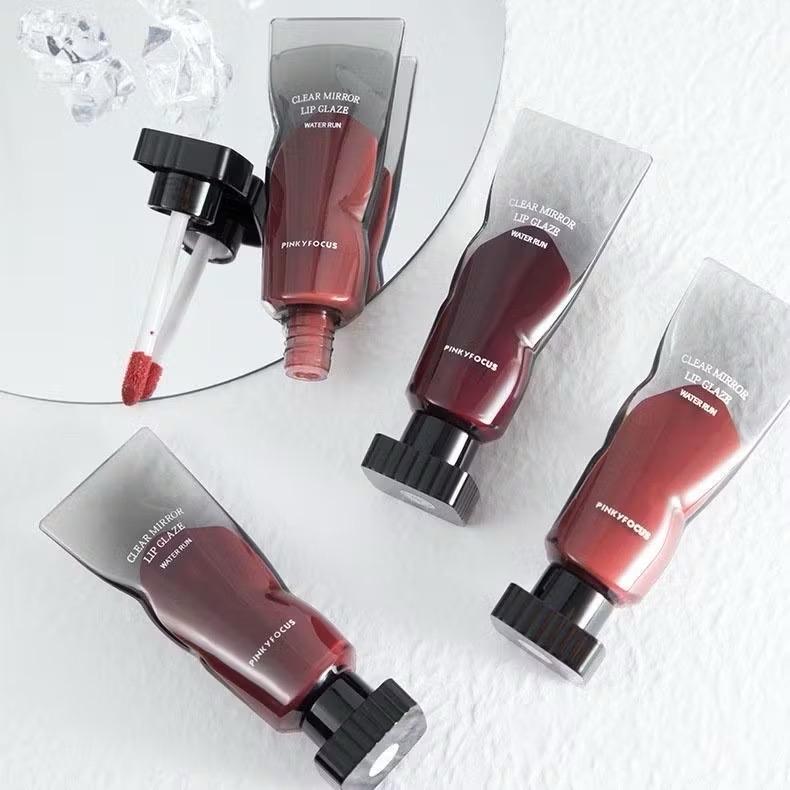 ￼Pinky Focus Clear Mirror Lip Glaze Water Run Lip Oil Lipstick Bibir Basah Gaya Korea Waterproof Dark Girl Gloss Cherry Ginger Watery Berry Kosmetik 0