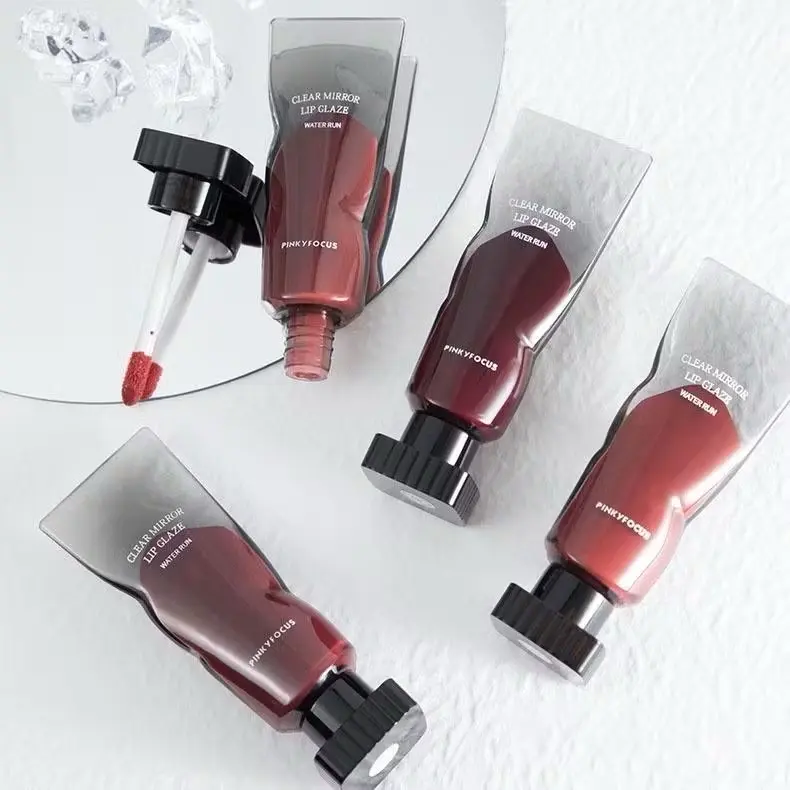 ￼Pinky Focus Clear Mirror Lip Glaze Water Run Lip Oil Lipstick Bibir Basah Gaya Korea Waterproof Dark Girl Gloss Cherry Ginger Watery Berry Kosmetik 0