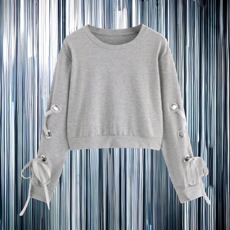 Baju crewenck croptop motif tali pita.untuk anak perempuan usia 3-12 tahun.Atasan fashion 2