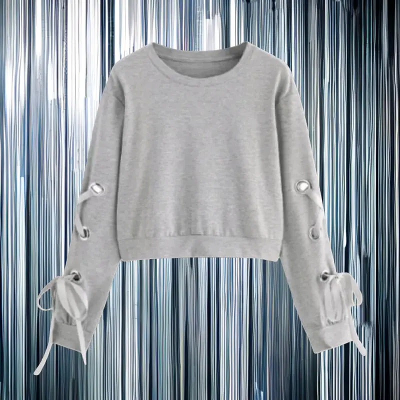 Baju crewenck croptop motif tali pita.untuk anak perempuan usia 3-12 tahun.Atasan fashion 2