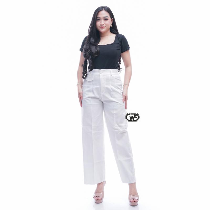 outfit celana oro pants jeans denim Highwaist Loose Anti Kusut Panjang Casual Wanita 6