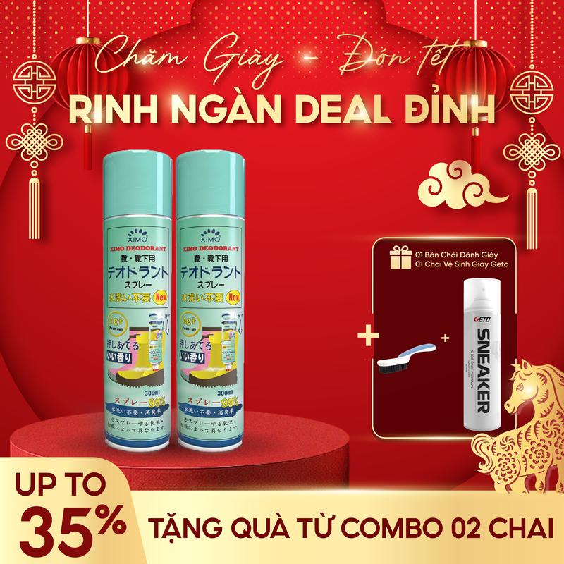 Bình xịt khử mùi hôi chân và làm sạch mùi giày Ximo cao cấp 300ml | Loại bỏ vi khuẩn ngăn mồ hôi công nghệ bạc AG+ Đường Nam