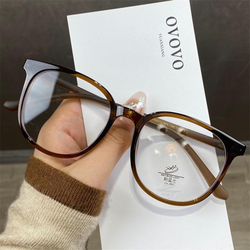 Kính Gọng Lớn, Phong Cách Cổ Điển Hàn Quốc, Dành Cho Nữ, Thích Hợp Để Không Trang Điểm, Có Độ Cận Thị Nhỏ Gọng Kính Mặt Lớn, Chất Liệu TR90, Nhám, TR1155 Women Móc Khoá Móc Chìa Khoá Kính Mắt