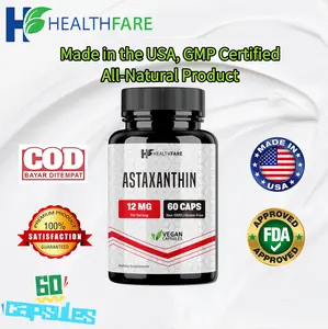 Astaxanthin Spesial Ramadan mencerahkan warna kulit, mengurangi garis-garis halus, dan melindungi mata. 60 kapsul.