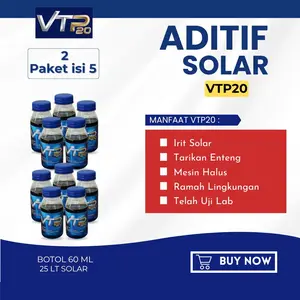 Aditif Bio Solar Diesel VTP20 Paket 10 Botol 60ml – Anti Asap Hitam & Penghemat Solar Mesin Truk Pickup Genset