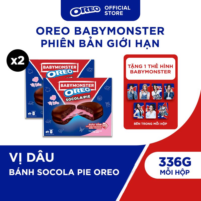 TẶNG CARD NGẪU NHIÊN OREO BABYMONSTER Bánh Socola Pie Vị Dâu 336g Combo 2