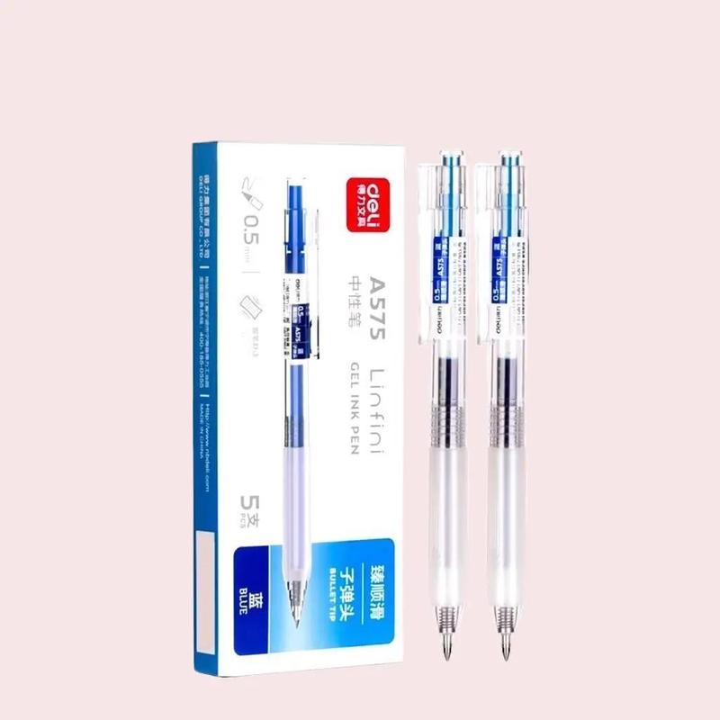 NGUYÊN HỘP A575 bút chính hãng Bộ bút bi nước mực Gel Deli 0.5mm 2 màu đen xanh viết tiếng trung bút xinh bút bi xanh