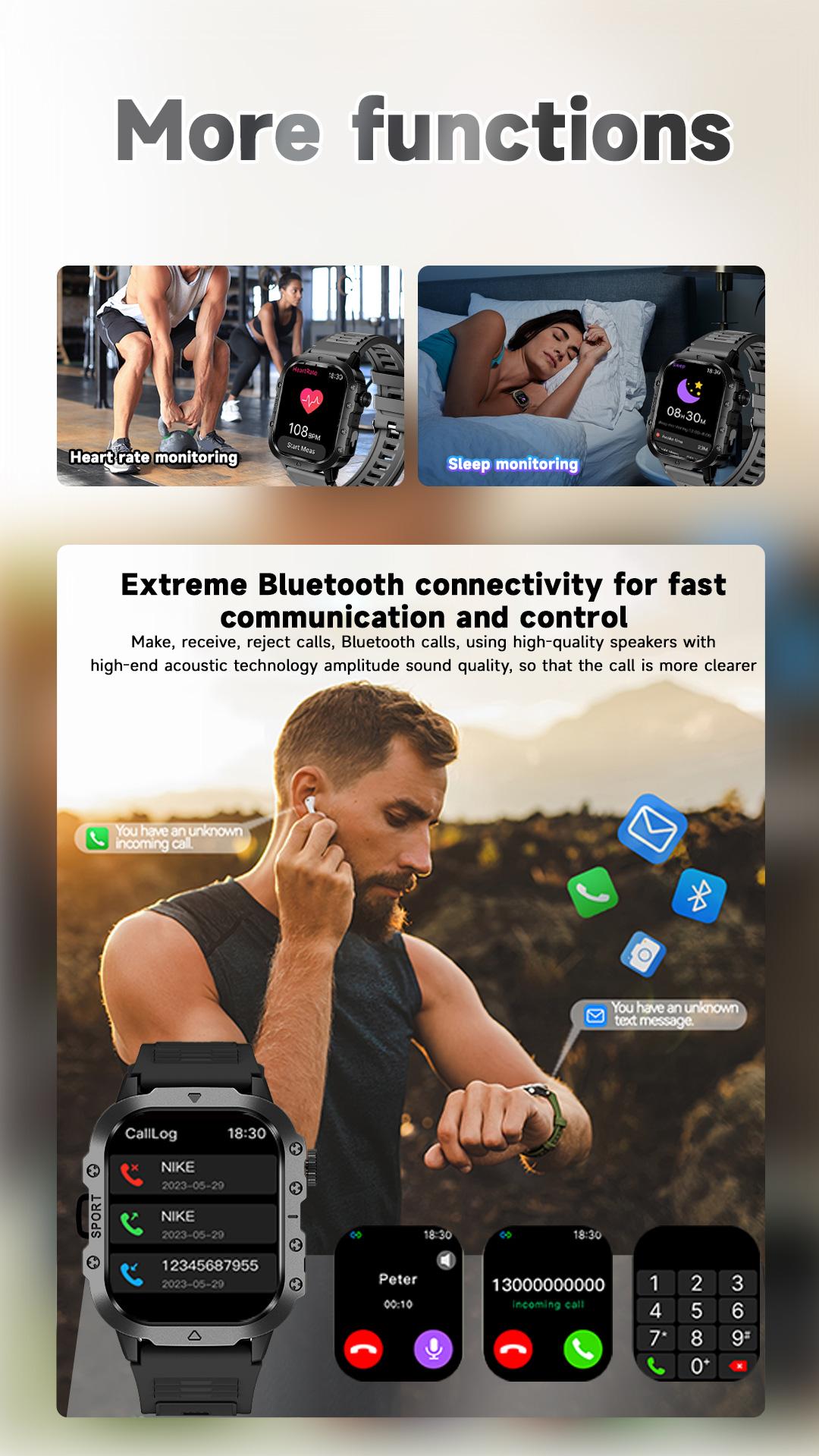 【24H ship】 SKMEI H12 Smart Watch Baru | Bingkai Zinc Alloy | Kecepatan Lari | Layar IPS 2.01 Inci | Panggilan Bluetooth | Wallpaper Kustom | Pengawasan Kesehatan Jam Tangan Pintar