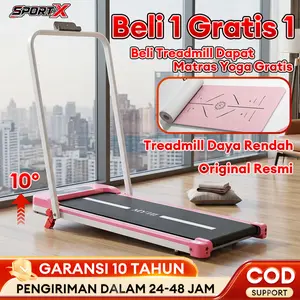 [Gratis Matras Yoga] [sport x] Treadmill Elektrik Multifungsi MY-HI | Matras Jalan | Pengaturan Kemiringan | 1-16 km/jam | 4 Mode Getaran | 260 kg | Dapat Dilipat dan Portabel