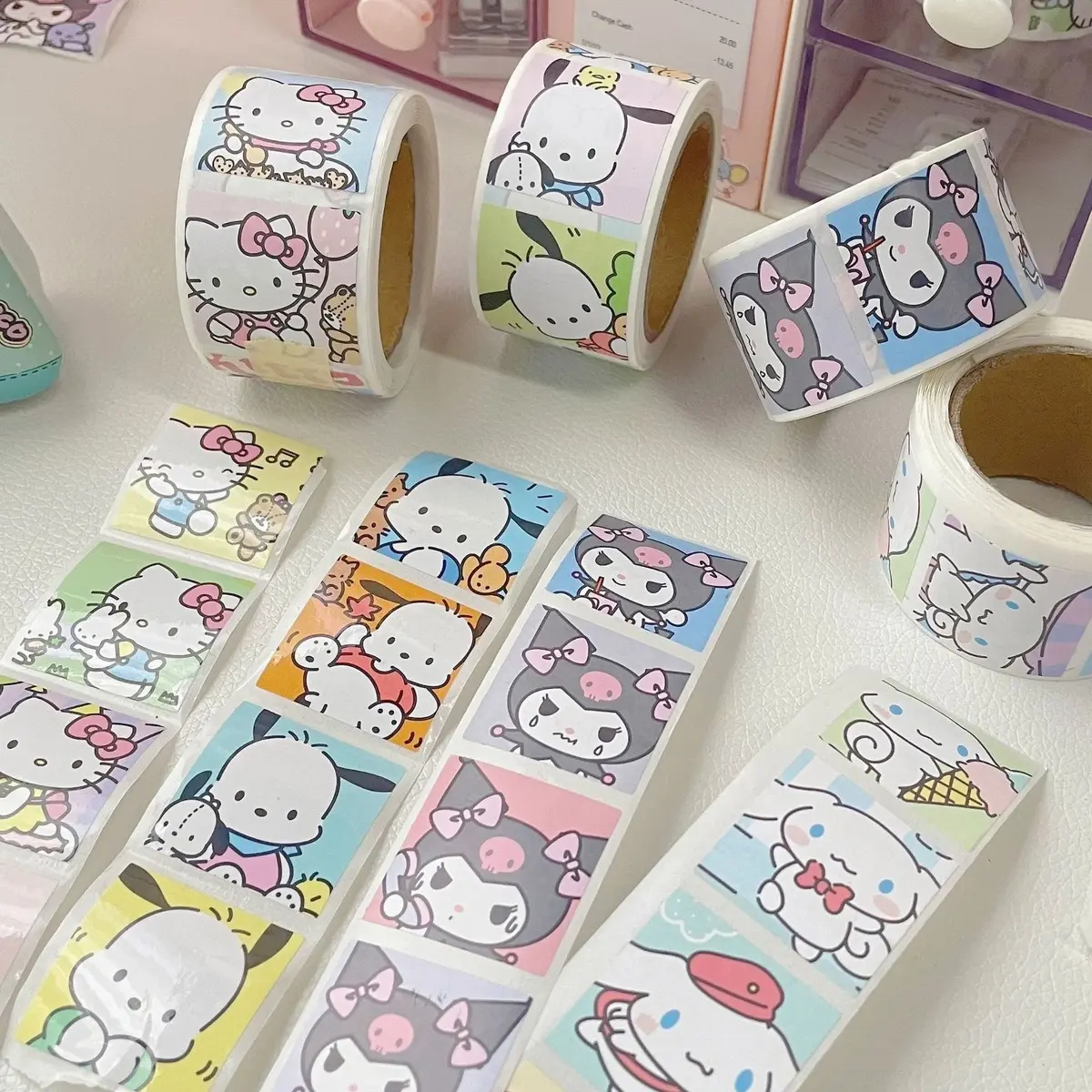 200Pcs Cartoon Cute Sanrio Cinnamoroll Sealing Sticker Scrapbook Envelope Sticker Gift Decoration Label Sticker Scrapbooking Stickers Vanlentine