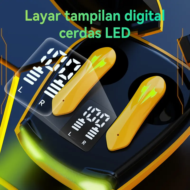 【COD】Gaming Wireless Headset Bluetooth 5.4 TWS GM08 Bumblebee Earbuds Hi-Fi Stereo No Delay Black Yellow Earphones Headphones 2