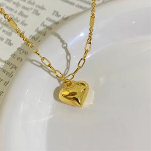 Kalung Loket Jantung Rantai Klip Kertas, SUNQ women jewelry Barang Kemas Necklaces Earrings