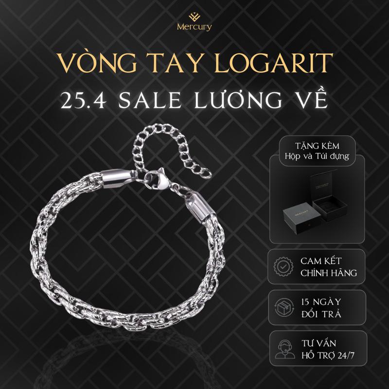 Vòng tay nam Merury Mercury Logarit - Trang sức, phụ kiện thời trang đeo tay - Thiết kế mắt xích đồng hồ màu bạc đơn giản