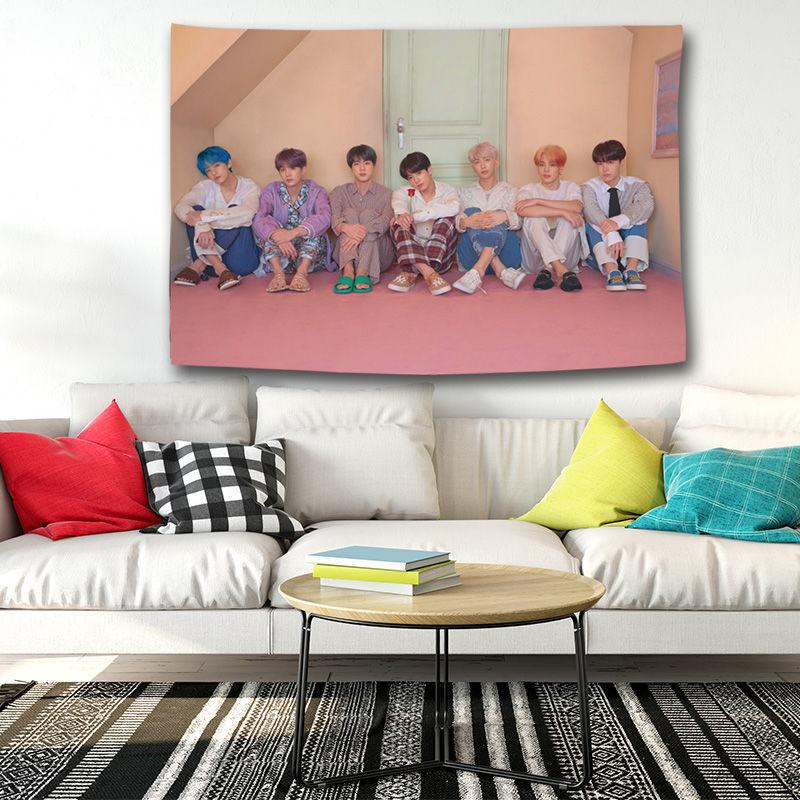 Product Introduction of BTS star fan bedside background cloth dormitory room bedroom dress up decorative hanging cloth 7
