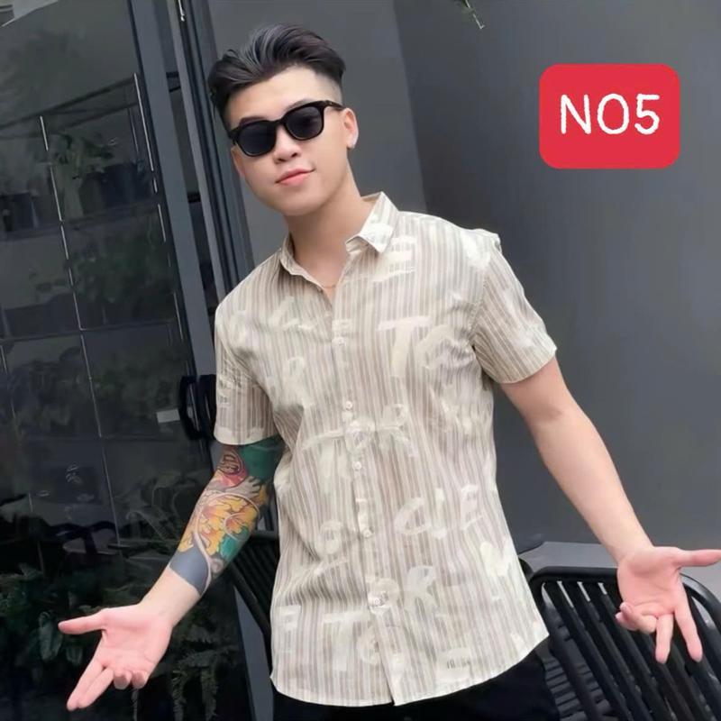 ÁO SƠ MI NGẮN TAY CHẤT LIỆU MANGO HỌA TIẾT CHỮ LOANG THỜI TRANG KHÔNG NHĂN KHÔNG XÙ [45-80KG]