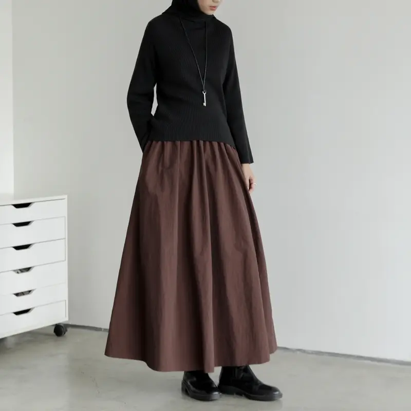 Sabamodest - Gather Skirt - Rok Nilon Pinggang Karet 4