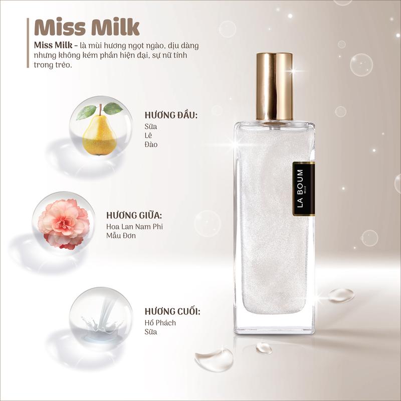 [08.08 MUA 3 GIẢM 70%] LABOUM Nước Hoa Body Có Nhũ – Thơm Lâu, Mùi Vanila - Miss Milk, Unisex, Phù Hợp Đi Học, Đi Chơi – Xịt Thơm Body Summer Perfume Chính Hãng 50ml