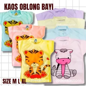 3,6,12Pcs Kaos Oblong Bayi Lengan Pendek Harian Setali Bonabon Motif Kartun Tiger Zebra