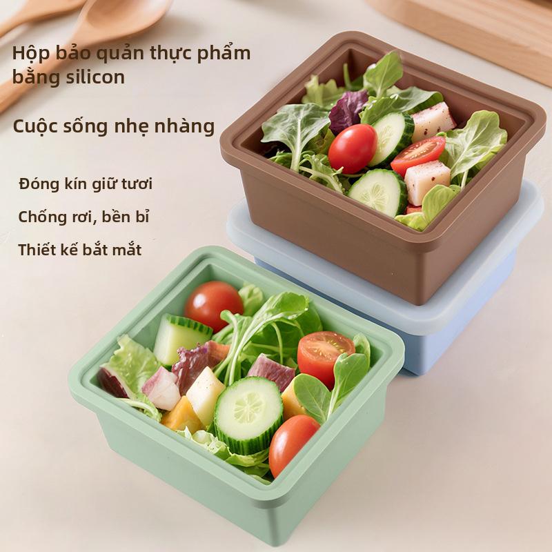 Hộp bảo quản thực phẩm silicon cấp thực phẩm mới, có thể dùng lò vi sóng, chống rò rỉ, hộp đựng canh, hộp sắp xếp tủ lạnh, hộp đông lạnh kín hơi.