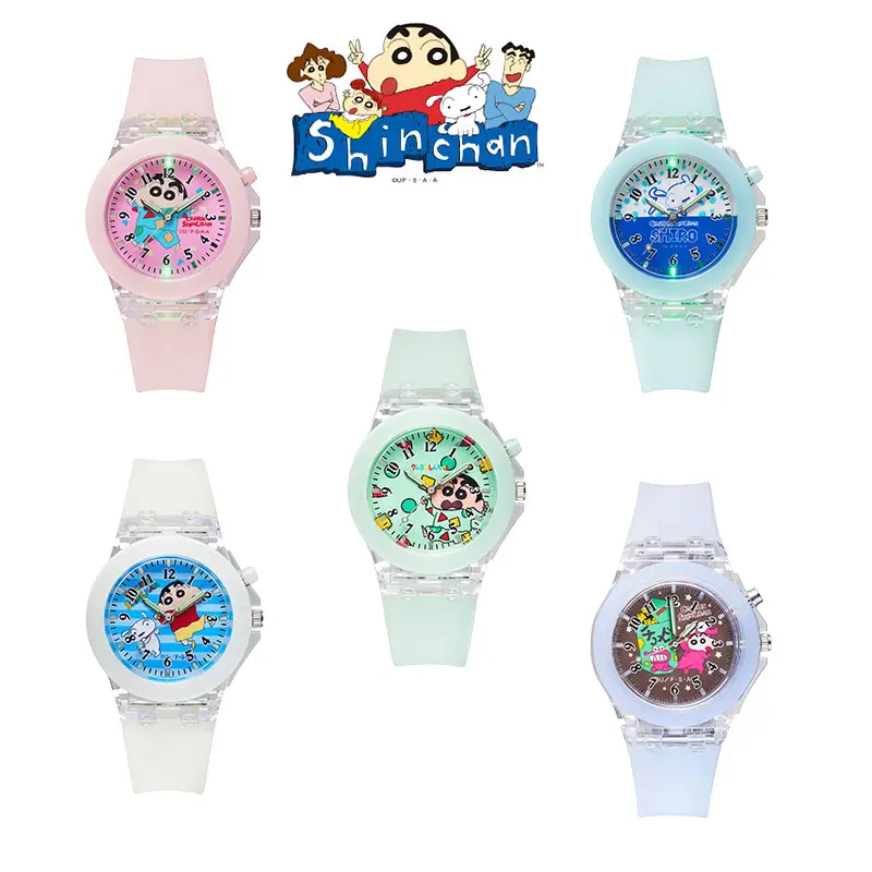 Crayon Shin-chan - นาฬิกาการ์ตูนสำหรับเด็ก ไฟกลางคืน LED เจ็ดสี ใหม่