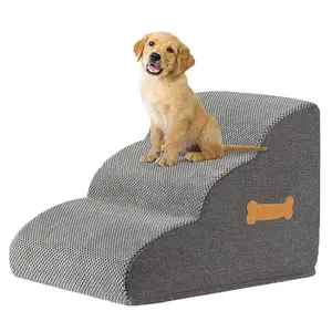 ABUN-3 Step Dog Ramp Stair Pineapple Velvet Small Dog Stair Withsponge Filling And Nonslip Bottom Pet Supplies For Cat B