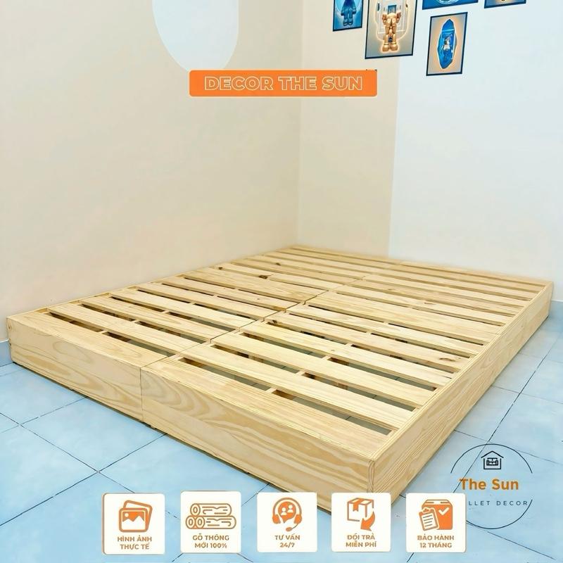  Decor The Sun Giường Pallet Gỗ Thông Gấp Gọn Cao 8cm-20cm Chất Liệu Gỗ Thông Mới 100% Không Lỗ Đinh Gia Công Bào Chà Nhám Mịn Bo Góc Xuất Xứ Việt Nam 