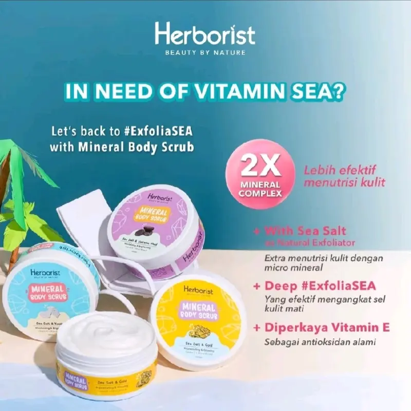 Herborist Mineral Body Scrub Lulur - Menutrisi Kulit Hingga Lapisan Terdalam - Mencerahkan, Kusam, Wajah, Facial 0