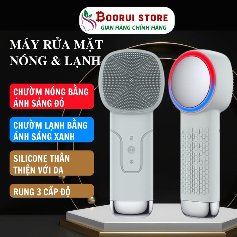 [Số lượng có hạn] Máy rửa mặt cao cấp massage nóng lạnh Boorui - Làm sạch với silicone thân thiện, đẩy tinh chất bằng ánh sáng