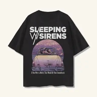 t-shirt sleeping with sirens if you were a movie kaos oversize pria wanita