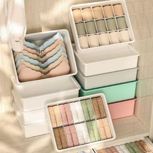 Underwear Storage Box Kotak Penyimpanan Pakaian Dalam Kaos Kaki Dengan Tutup Tempat Penyimpanan Pakain Dalam Serbaguna Merah 8