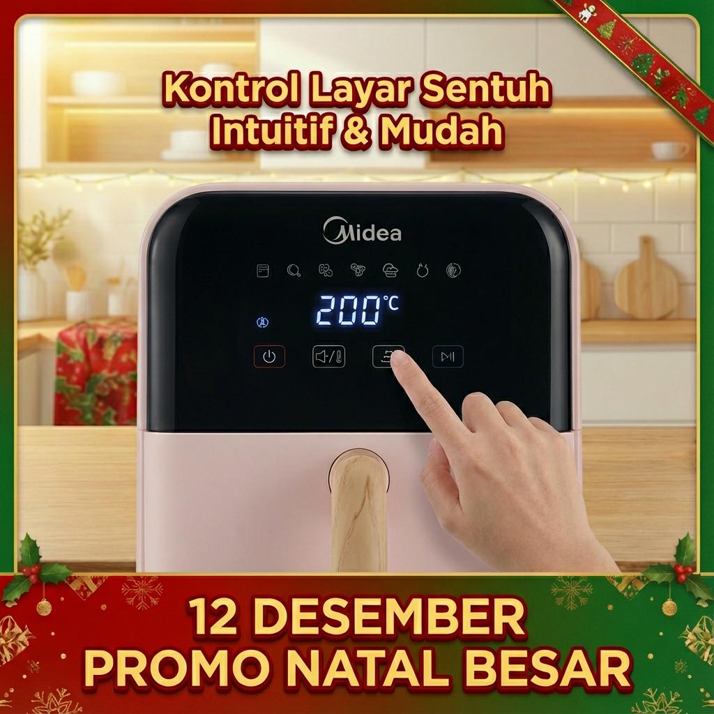 【Promo Ramadan】Midea Air Fryer 650W Hemat Energi Kapasitas Besar 4L Menggoreng Sehat Tanpa Minyak Kontrol Layar LED Timer Aman GARANSI 1 TAHUN