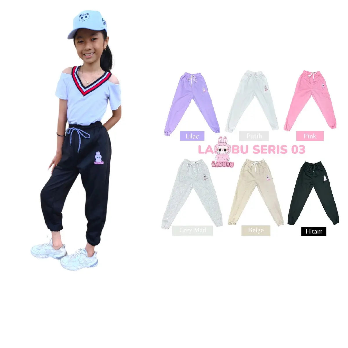 CELANA JOGGER ANAK PEREMPUAN / CELANA PANJANG JOGER LABUBU VIRAL USIA 6 SAMPAI 14 TAHUN Fashion Kids