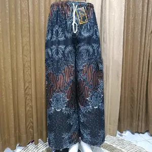 Celana Boim Panjang Dewasa Jumbo Katun Hitam Batik Printing Santai Nyaman - Karet, Motif Pria Kerja