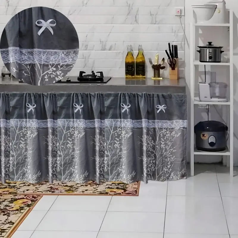 Gorden Kolong Dapur/Gorden Kolong Dapur Modern Sakura Kombinas Polos Estetik Kekinian Jendela 3