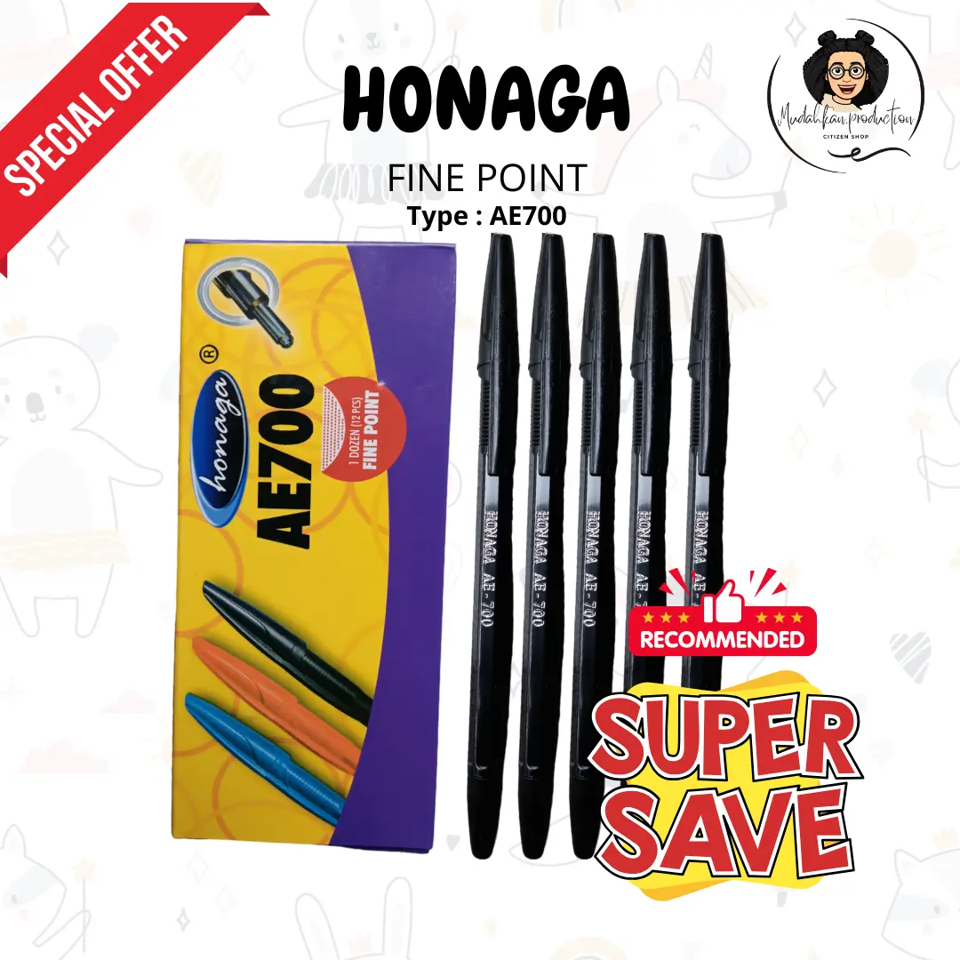 PULPEN MURAH HOGANA AE700 3mm TINTA HITAM | 1 PACK ISI 12 | 1 PACK ISI 6