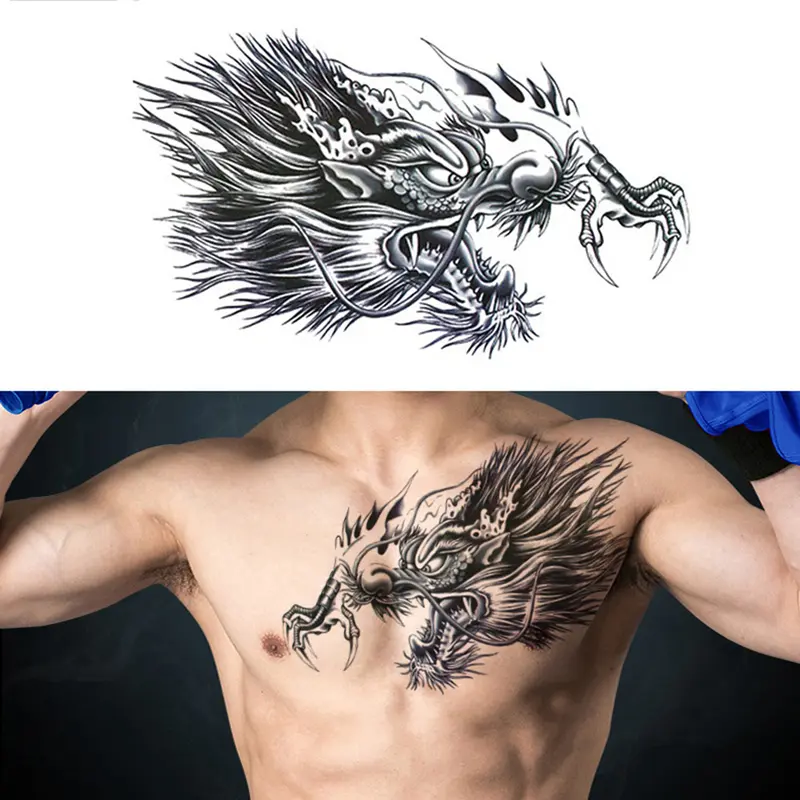 Hình Xăm Dán Tạm Thời Lớn, Ngực, Eo, Vai, Lưng, Không Thấm Nước, Lông Vũ Chéo, Cánh, Gai, Hình Xăm Giả, Underboob, Nghệ Thuật Cơ Thể 4