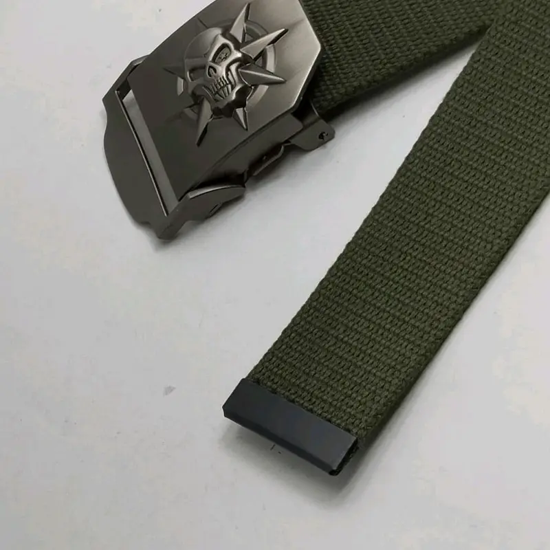 Sabuk ikat pinggang pria tactical KATUN CANVAS kepala besi tebal Premium 16T Model jepit 3