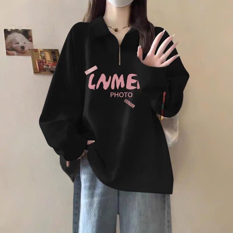 Áo Sweater Form Oversize Nam Nữ Unisex In Chữ LMNERA Cổ Zip, Chất Nỉ 2da Dày Dặn – Áo Polo Nỉ Tay Dài Form Rộng