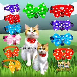 kalung kucing pita polkadot Krincing 14mm