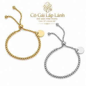 Vòng tay hạt bi vàng bạc nữ dây rút điều chỉnh, lắc tay thời trang sang trọng, phụ kiện đeo tay thanh lịch, quà tặng bạn gái, đi làm, đi chơi