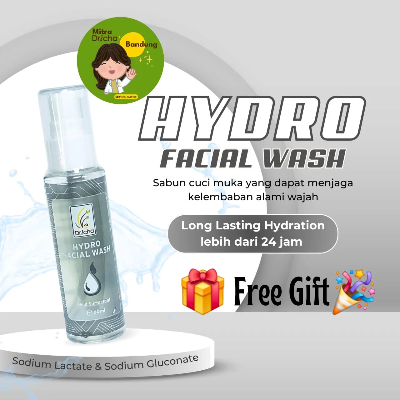 Dricha Hydro Facial Wash Surfactan Asam Amino Glutamate Cleansing