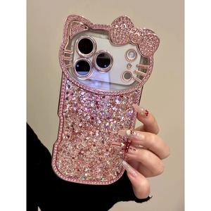 かわいい・豪華なグリッターの子猫デザイン iPhoneケース（iPhone 17/16/15/14対応）耐衝撃保護ケース
