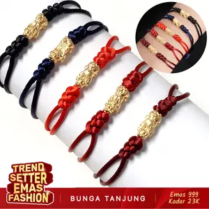GELANG TALI PIXIU - PI XIU - EMAS 23K - BUNGA TANJUNG GOLD