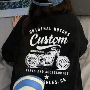 女の子の衣装のために、女性用のトップス、短袖のTシャツ、オートバイの手紙の印刷されたTシャツ、純粋な綿の布、柔らかく快適